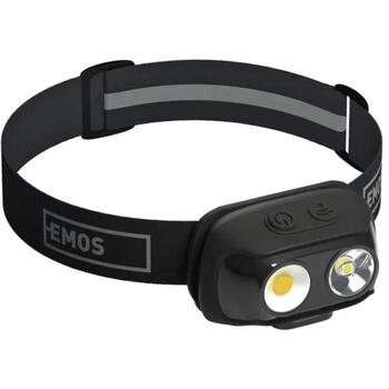Emos COB LED Перезаряжаемый Налобный Фонарь P3542, 500lm, 130m, Li-pol 1200mAh, 7 режимов, IP44, USB-C (P3542)