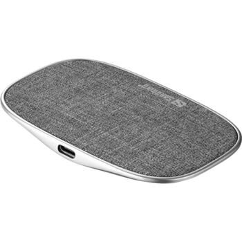 Sandberg Bezvadu lādētājs SleekPad 441-60, 5V/1A, 9V/1,12A, 9V/1,67A, 15W, Qi, 1 USB ports, pelēks, alumīnijs, audums (441-60)