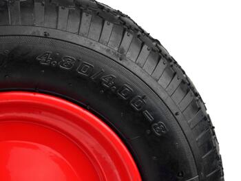 Geko G71012 gumijas ritenis 4.00-8, 390mm, 95mm, 220mm, 12mm, 97mm, 100kg, 2.1bar, dubultie lodgultņi, tērauda loks (G71012)