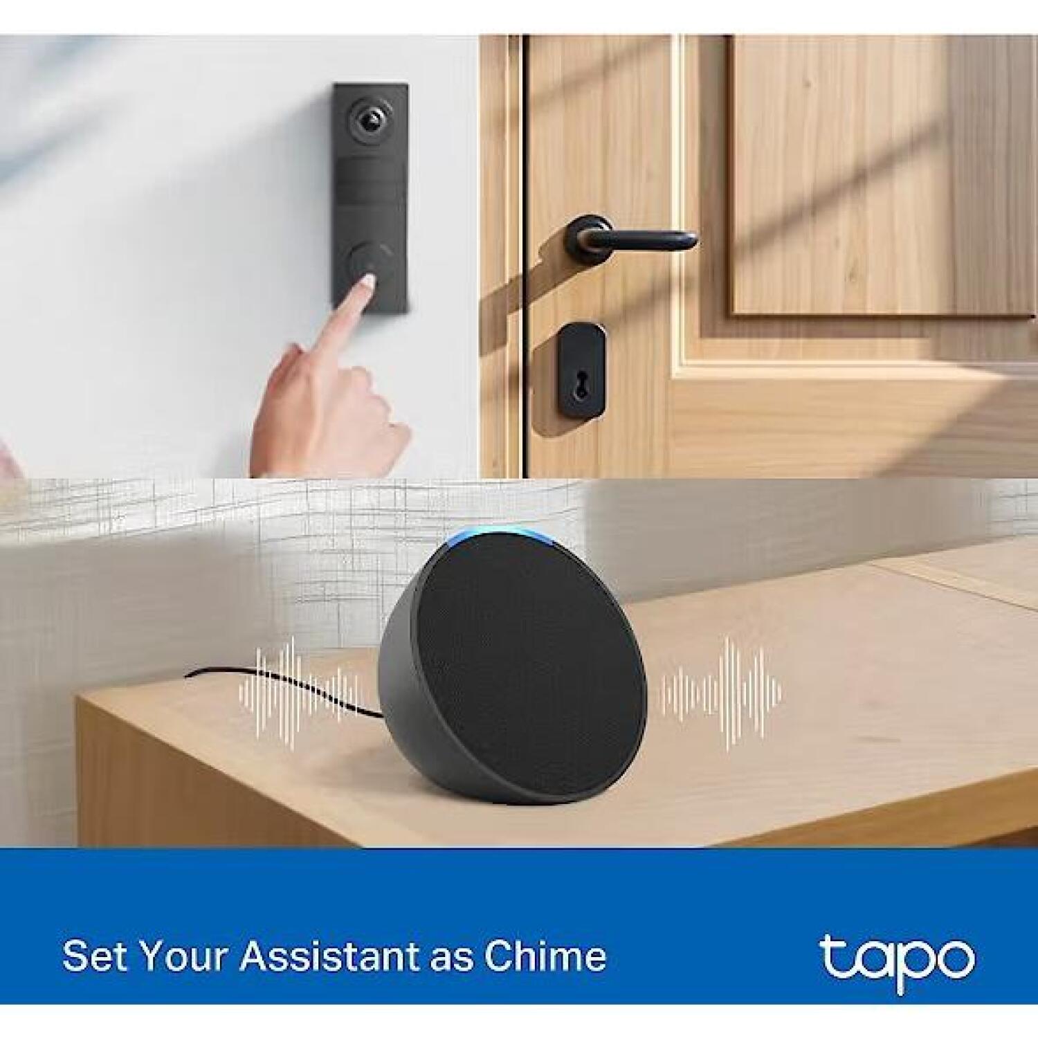 TP-Link видеодомофон Tapo D205, 3 МП, 2304x1296 пикселей, 2.4 мм, F2.2, IP65, H.264, MicroSD до 512 ГБ, аккумулятор 6400 мАч (Tapo D205)