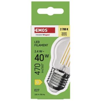 Emos LED лампа Filament Mini Globe ZF6D22, 3,4 Вт, 470 лм, теплый белый, E27, 360°, 25 000 часов, 4 чипа (ZF6D22)