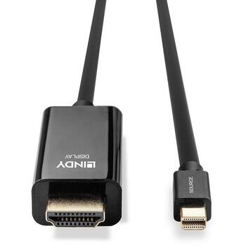 Lindy Видео кабель адаптер 36926, 1 м, HDMI Type A (мужской), Mini DisplayPort (мужской), 3840 x 2160, черный (36926)