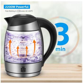 Forme Чайник FKG-458, 2200 W, 1.8 L, 5 цветов LED, скрытый нагревательный элемент, 360° поворот, автоотключение (FKG-458)