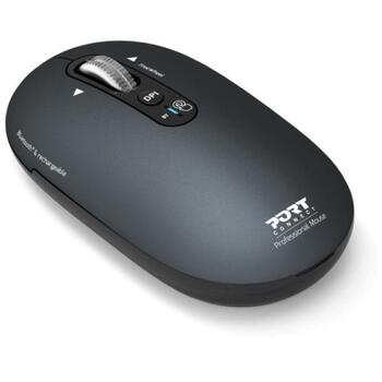 Port Connect PURE MAC 910501, bezvadu optiskā pele, Bluetooth, 1000/1600/2400/3200 DPI, 5 pogas, pelēka (910501)