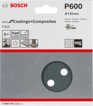 Ekscentra slīpmašīnām PRO F355 SLĪPDISKS, 2608605122 BOSCH (2608605122)