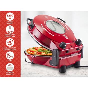 Beper Пицца Сковорода P101CUD301, 1200 W, 31 см, Красный, Неприлипающая, Регулировка температуры, 5 уровней готовки (P101CUD301)