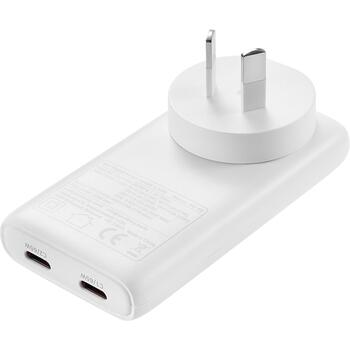 Sandberg Путевой зарядное устройство 441-68, 2xUSB-C, 100-240V, 65W, 2 порта, Power Delivery, белый (441-68)