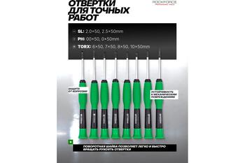 Rockforce Набор отверток и бит RF-10100, 100 шт, CrV, магнитный наконечник, двухкомпонентная рукоять (RF-10100)