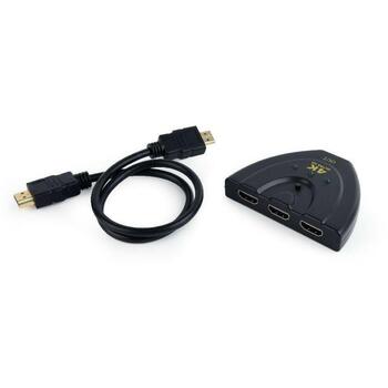 Gembird DSW-HDMI-35 HDMI коммутатор 3 порта, 0.5 м кабель, 5 В, 0.15 А, черный, индикаторы портов LED (DSW-HDMI-35)