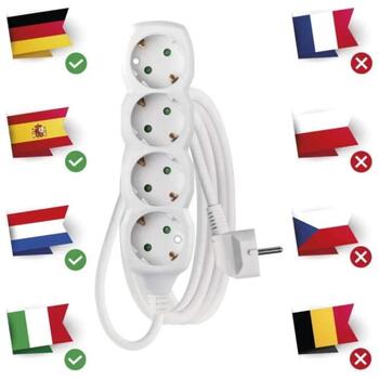 Emos Удлинитель P0423R, 3м, 4×2P+PE Немецкий, PVC, 3680W, защита от детей, пластик (P0423R)
