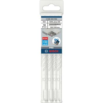 Bosch Urbju komplekts 2608833902, 10mm, 16cm, 5X, karbīds, vītņveida, SDS Plus, 10 gab. (2608833902)