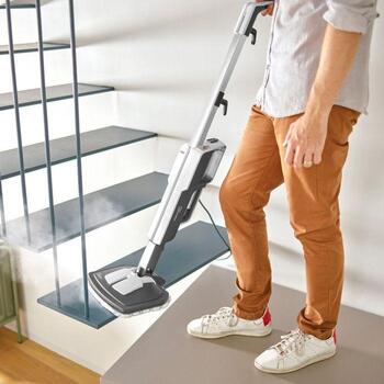 Polti tvaika mops Vaporetto SV610_Style PTEU0304, 1500 W, 0,5 L, 7,5 m, 20 s, pelēks/balts, regulējams tvaiks (PTEU0304)