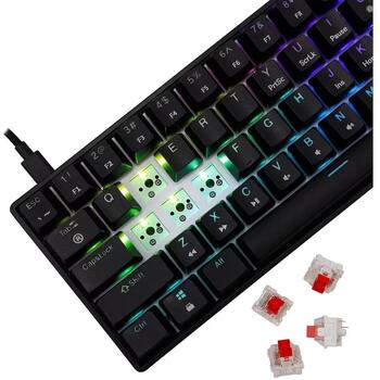 White Shark Проводная игровая клавиатура SHINOBI-2-B-US-RED.SW, 0.53 кг, 29.2 см, 10.2 см, 3.9 см, 1.8 м, RGB подсветка (SHINOBI-2-B-US-RED.SW)