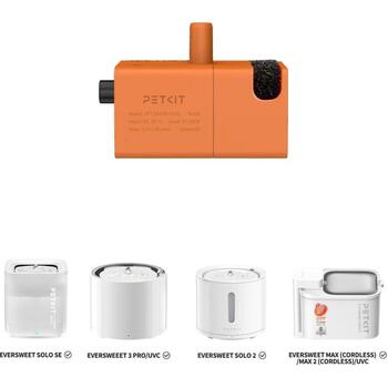 Petkit Беспроводной насос EVERSWEET Max 2 P41161, PPO, 0.23кг, 0.27кг, оранжевый, совместим с EverSweet Solo SE, Solo 2, 3 Pro/UVC (P41161)