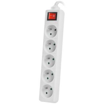 Lanberg pagarinātājs PS1-05E-0150-W, 1.5m, 5 ligzdas, slēdzis, zemējuma kontakti, bērnu aizsardzība (PS1-05E-0150-W)