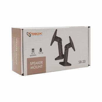 Sbox Skaļruņa sienas stiprinājums SB-20, 3,5kg, ±90°, 360° + 360° + 360°, 142mm, plastmasa, pulvera pārklājums (SB-20)