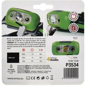 Emos Galvas lukturis 0049990, 5 W, 230 lm, 80 m, 1200 mAh, 3h uzlāde, 3-13h darbība, triecienizturīgs, atstarojoša siksna (49990)