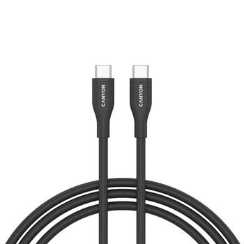 Vads ar USB C līdz USB C savienojumu 60 W ātro uzlādi un silikona pārklājumu CC60SC10 C-C 60W 1 m Silicon Melns CNS-CC60SC10B CANYON (CNS-CC60SC10B)