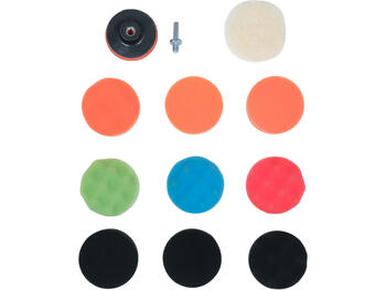 Yato Pulēšanas komplekts YT-47930, 80mm, M10, 12gab, 6000min⁻¹, sūklis x9, pulēšanas rokturis, adapters, pulēšanas filcs (YT-47930)