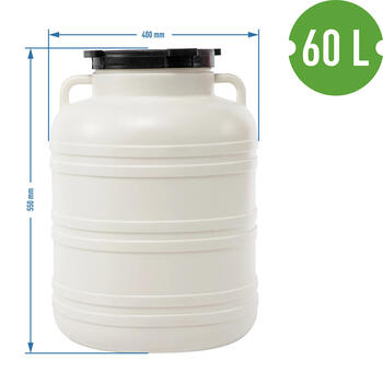 Browin бочка 360160, 60L, 40см, 40см, 55см, 1.72кг, 20см, белый цвет, ручки, HDPE пластик (360160)
