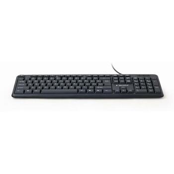 Gembird клавиатура KB-U-103, 104 клавиши, USB, проводная, 1.4 м, черная, прямая, универсальная, CE, UL, ISO 9002, RoHS (KB-U-103)