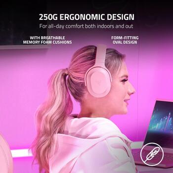 Razer Barracuda X наушники RZ04-04430300-R3M1, 50ч, 20-20k Гц, 32 Ω, 40 мм, Bluetooth 5.2, USB-C, 3,5 мм, розовый (RZ04-04430300-R3M1)
