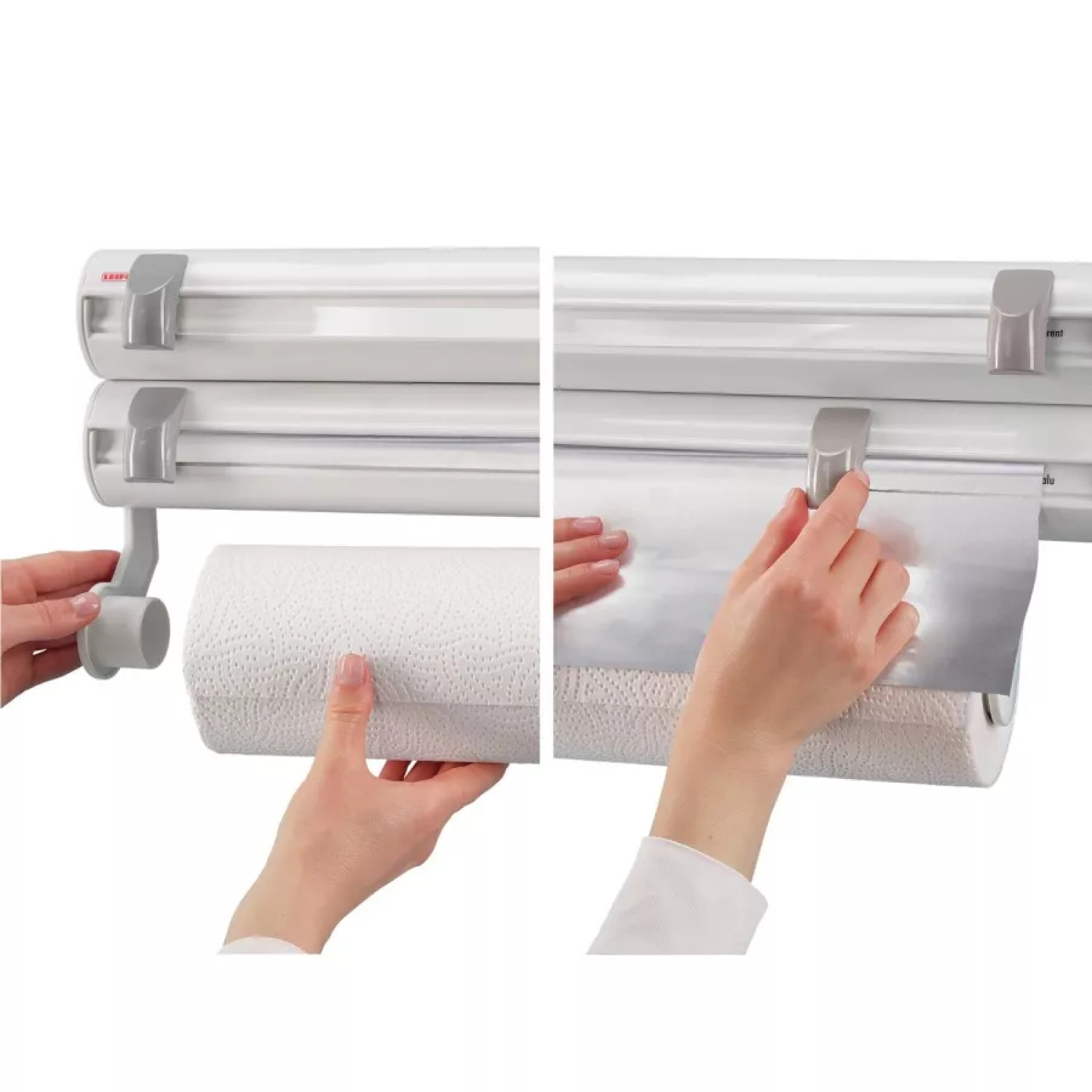 Leifheit Rolly Mobil 1025795, sienas ruļļu turētājs, 38.1x6.4x11.4cm, balta plastmasa, noņemams augšējais turētājs (1025795)