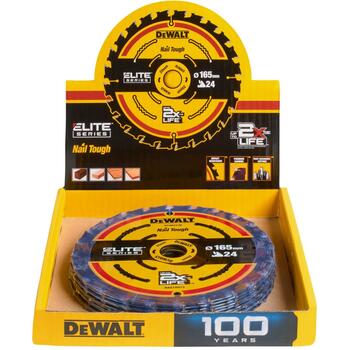 Dewalt Пила DT10400-QZ 165mm x 20mm 24T, эксклюзивная технология пластины, противоударный дизайн, ультраострые карбидные зубья (DT10400-QZ)