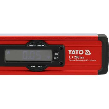Yato Электронный уровень YT-30396, 268 мм, 2 глазка, ЖК-дисплей, магнит, алюминиевый профиль, IP65, 360 ˚, 0.05 ˚, аккумулятор (YT-30396)