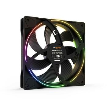 Be Quiet Datora korpuss ventilators Light Wings BL074, 140mm, 95.14m³/h, 1500RPM, 23.3dB, 4-pin, Multi LED (BL074)