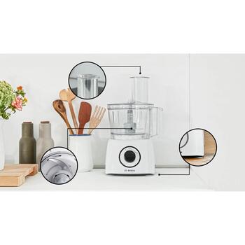 Bosch Кухонный комбайн MCM3230W MultiTalent 3, 800 Вт, 2 скорости, чаша 2.3 л, белый, нескользящие ножки, импульсный режим (MCM3230W)