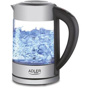 Adler Чайник AD 1247, 1850 W, 1.7 L, Нержавеющая сталь/Стекло, 360° поворотная база, Регулировка температуры 55-100°C (AD 1247)