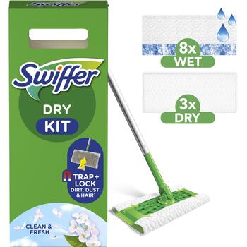 Swiffer Sweeper Starter Kit slota ar 11 salvetēm (sausas 8 gab + mitras 3 gab) (80713351)