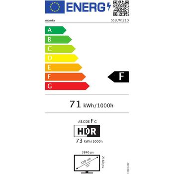 Manta televizors 55LUW121D, 55 '', 4K 3840 x 2160, HDR10, 16:9, 5000:1, 250 cd/m2, DD+, 1.5/8GB, 2x8W, DVB-C/T2/S2, RFx1 (55LUW121D)