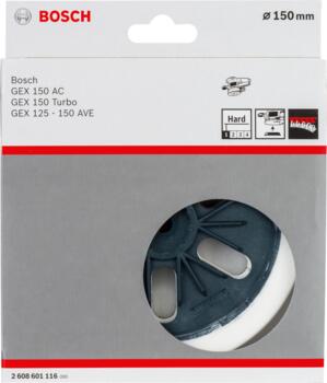 Gumijas slīpšķīvis D 150 ciets, Ekscentra slīpmašīnām SLĪPĒŠANAS PAMATNE AR 6 ATVERĒM, 2608601116, BOSCH (2608601116)