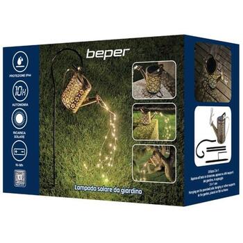 Beper Солнечная садовая лампа P207ILO002, 36 LED, 2W, IP44, металл, золото, датчик дневного света, 80см кол (P207ILO002)