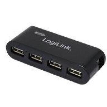 Logilink USB centrmezgls UA0085, 4x USB 2.0, 480 Mbit/s, 5V, 10W, melns, Plug and Play, LED indikators (UA0085)