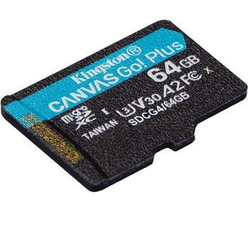 Kingston Canvas Go! Plus 64 GB microSDXC (black, UHS-I U3, Class 10, V30, A2) (SDCG4/64GBSP)
