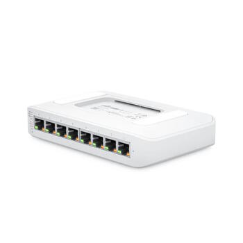 Коммутатор Layer 2 8 портов GbE PoE+ с 8× Gigabit RJ45 4× PoE+ с общим PoE бюджетом 52 Вт компактный desktop wall mount USW Lite 8 PoE Белый Ubiquiti (USW-LITE-8-POE-EU)
