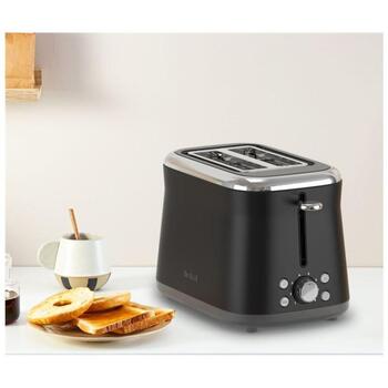 Tefal Tosteris TT7208E0, 850W, 2 šķēles, 8 apbrūnināšanas līmeņi, nerūsējošā tērauda korpuss, melns, augsta pacēlāja funkcija (TT7208E0)