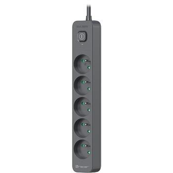 Tracer Удлинитель TRALIS47024, 3м, 5 розеток, 2 USB 2,1A, защита от перенапряжения, выключатель (TRALIS47024)