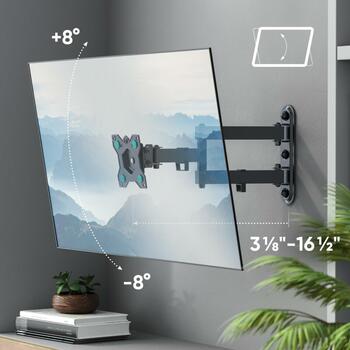 Onkron sienas stiprinājums R4-B, 1 displejs, 20 kg, 35'', VESA 75x75, 100x100 mm, slīpums -8° līdz +8°, pagrieziens 180° (R4-B)