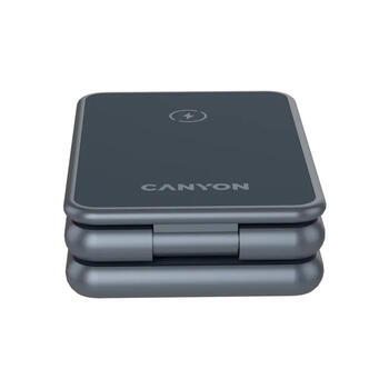 Kompakts salokāms bezvadu lādētājs ar 15 W ātro uzlādi un 3 in 1 funkciju OnCharge 309 Metal CNS-WCS309M CANYON (CNS-WCS309M)
