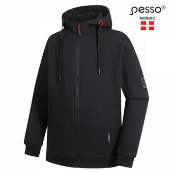 Pesso Turin TURIN_BL-L, melna, L, 65% kokvilna/35% poliesters, 300 g/m², kapuce, rāvējslēdzējs, 2 kabatas (TURIN_BL-L)