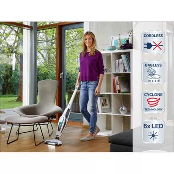 Leifheit Regulus PowerVac 2in1 1011925, беспроводной пылесос, 20В, 40мин, циклонный, без мешка, 2 режима, 6 светодиодов, складной (1011925)