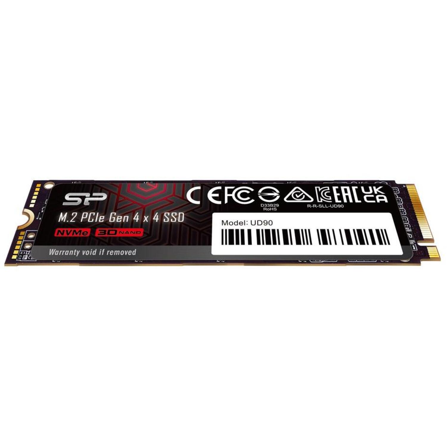 Silicon Power UD90 SSD, SP02KGBP44UD9005, 2 ТБ, PCIe 4.0, 5000 МБ/с, 4800 МБ/с, 3D NAND, 2280, 1.4, 1500 G, 0-70 °C (SP02KGBP44UD9005)