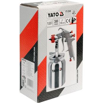 Yato pneimatiskā krāsošanas pistole YT-2346, HVLP, 1 l, 1.8 mm, 0.4 MPa, 380 l/min, 0.16-0.24 l/min, 3/8