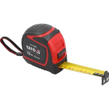 Yato mērlente YT-71087, 10 m, 32 mm, tērauds, ABS, TPR, II klase, magnētisks āķis, metriska skala, bloķēšanas poga (YT-71087)