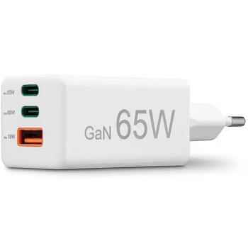 Hama 00201996 GaN зарядное устройство, 2x USB-C, 1x USB-A, PD, 65W, белый (00201996)