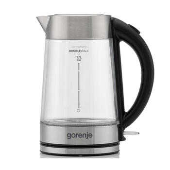 Gorenje K17GDWII электрический чайник для кипячения воды 2200W 1.7L 360° база автоотключение стекло нержавеющая сталь прозрачный (K17GDWII)